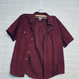Vintage LL Bean Heavy Cotton Canvas work Shirt Men’s Medium Burgundy Maroon